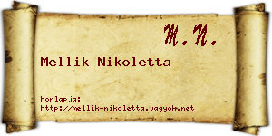 Mellik Nikoletta névjegykártya